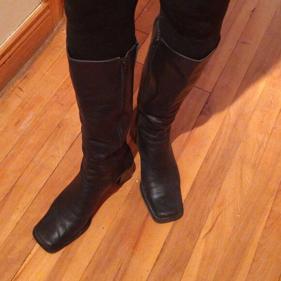 Nine West Shoes - Nine West black square toe leather boots